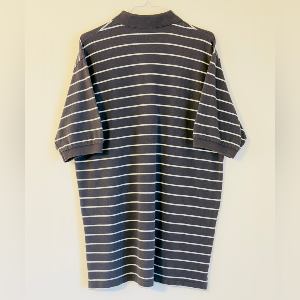 Vintage Ralph Lauren Men's Polo in Navy and White Striped Golf Shirt Large - Picture 4 of 4